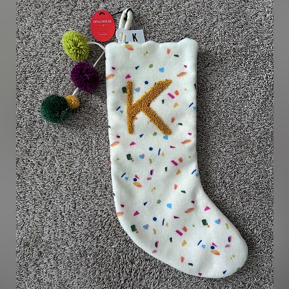 Opalhouse Multicolor Holiday Stocking with Gold Initial - Picture 1 of 7